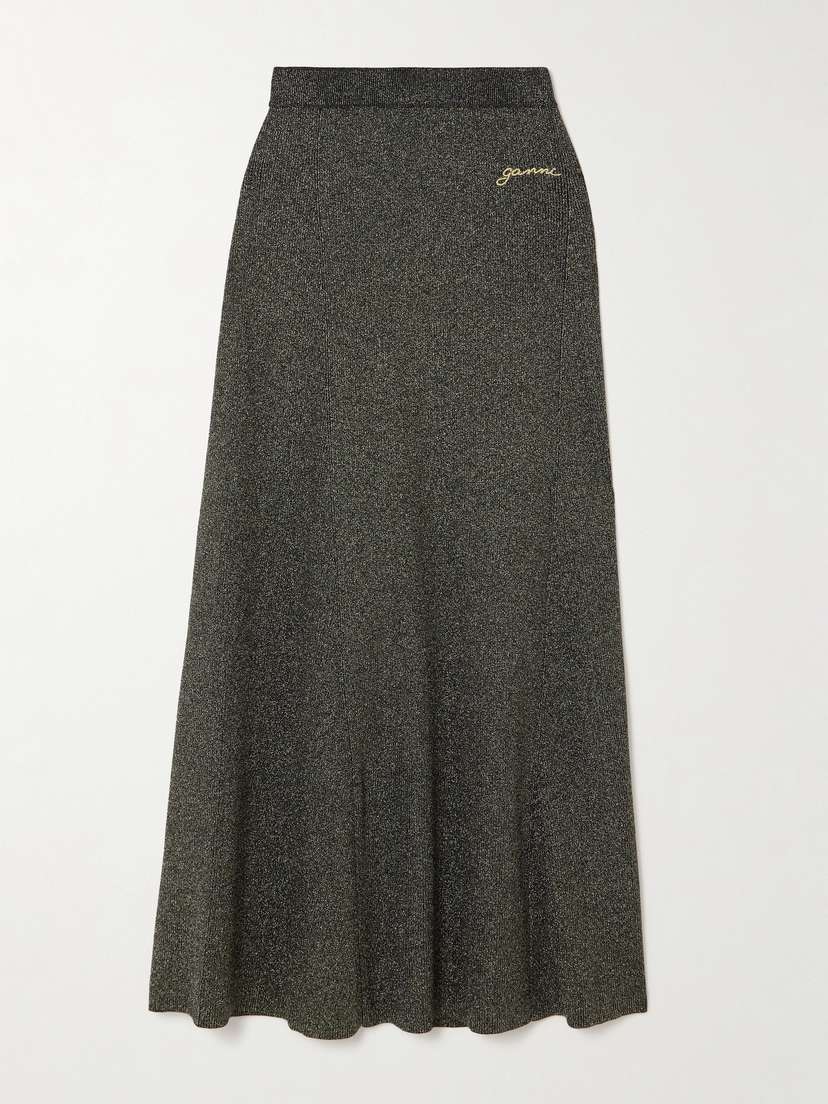 Ganni Ribbed-knit Maxi Skirt