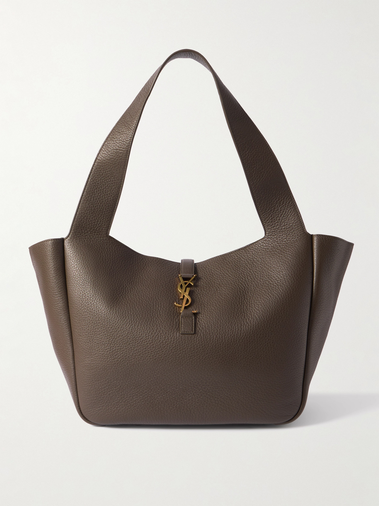 Saint Laurent Le 5 À 7 Bea Textured-leather Tote In Brown