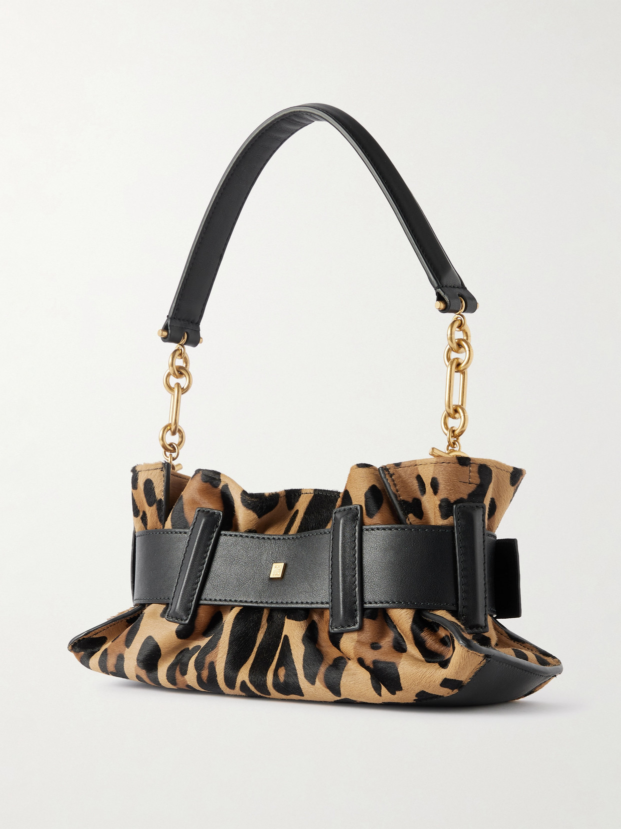 Balmain Anthem Mini Buckled Leather And Leopard-print Calf Hair Shoulder Bag In Multi