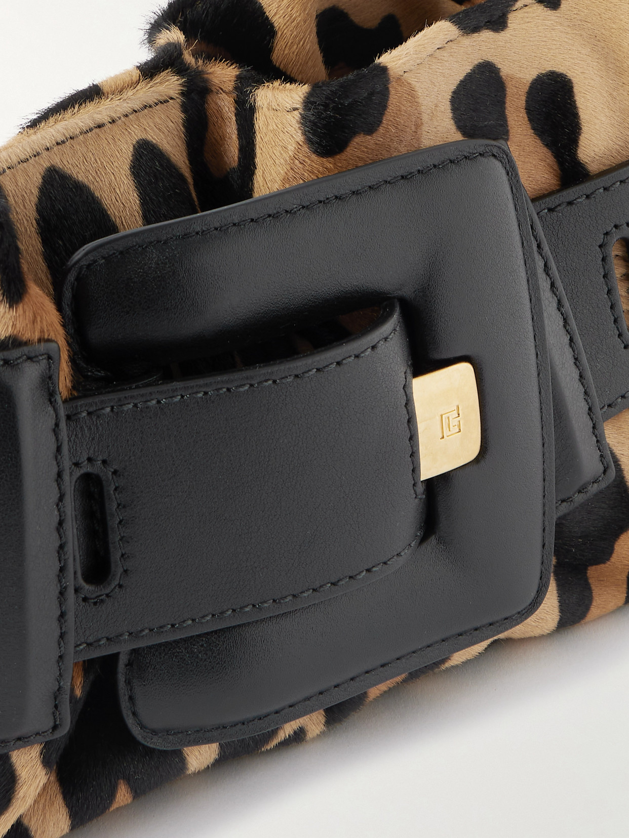 Balmain Anthem Mini Buckled Leather And Leopard-print Calf Hair Shoulder Bag In Multi