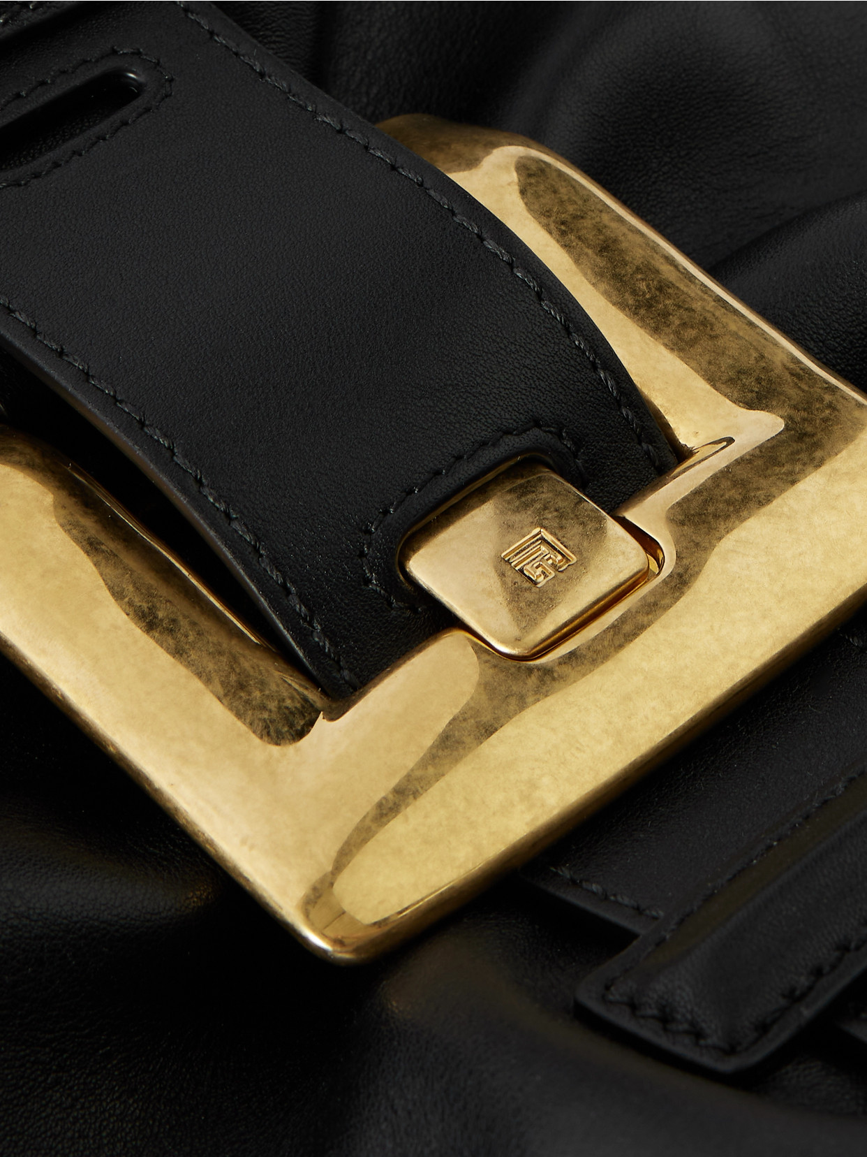 Balmain Anthem Medium Buckle Shoulder Bag In Calfskin In Black