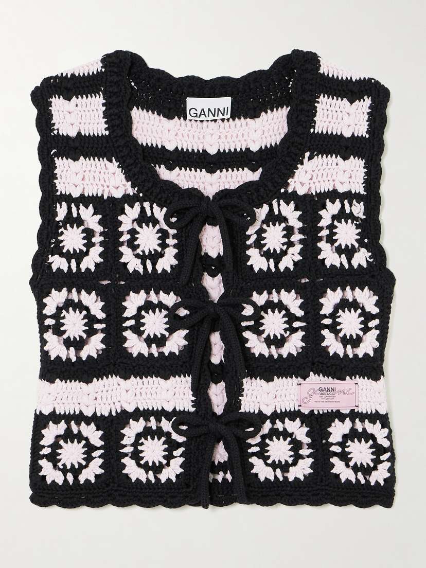 Ganni Crocheted Organic Cotton Cardigan