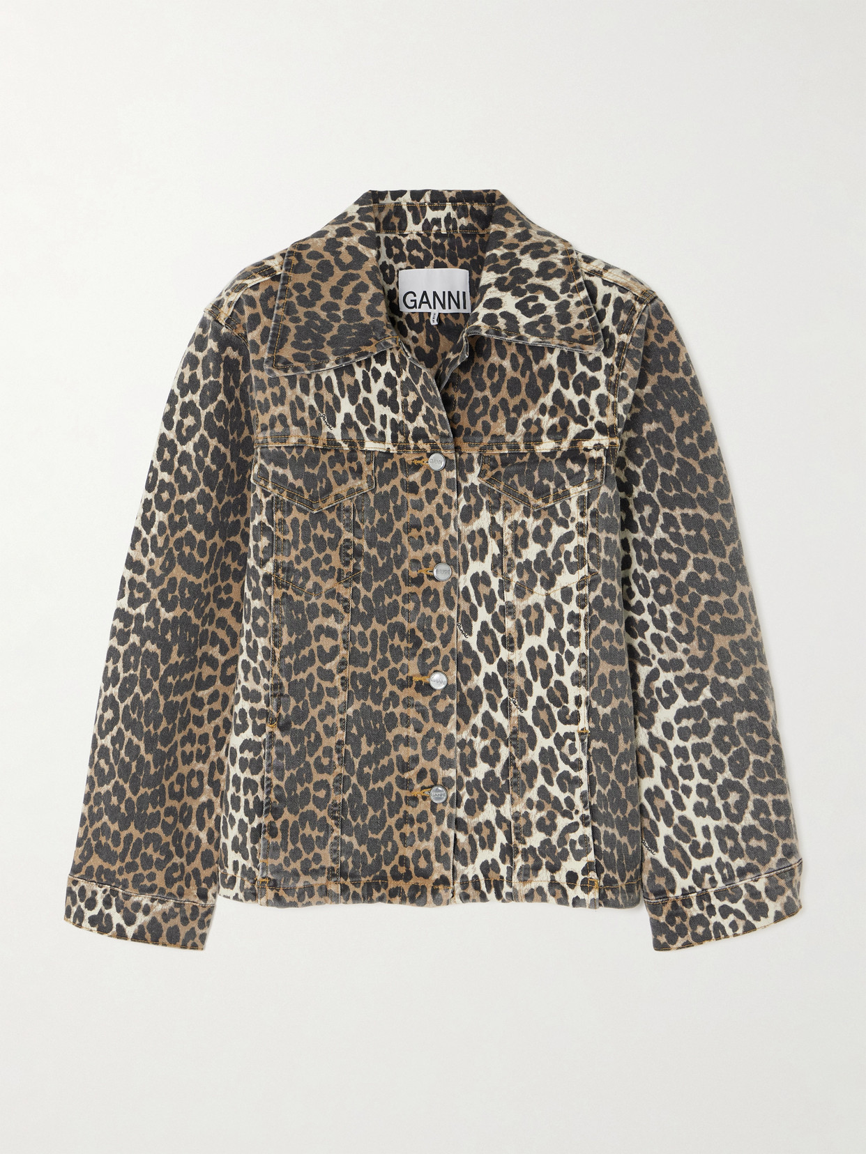 GANNI - Leopard-print Denim Jacket - Leopard print