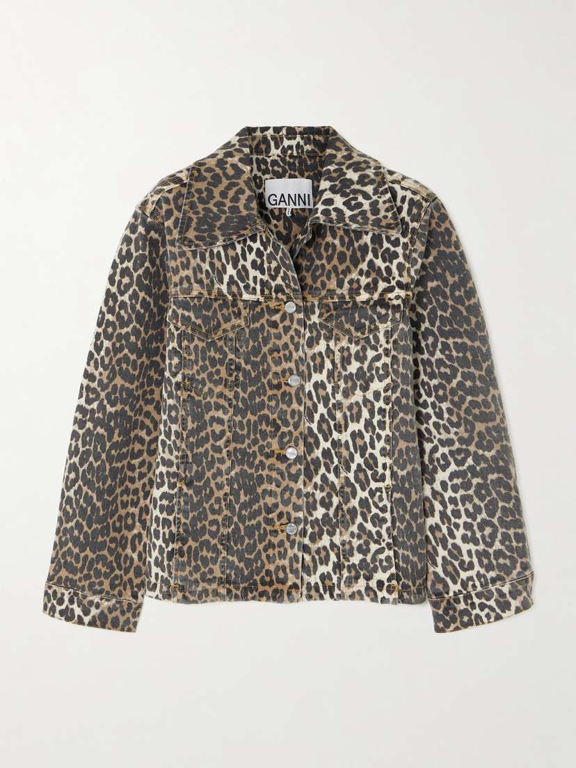 Ganni Leopard-print Denim Jacket