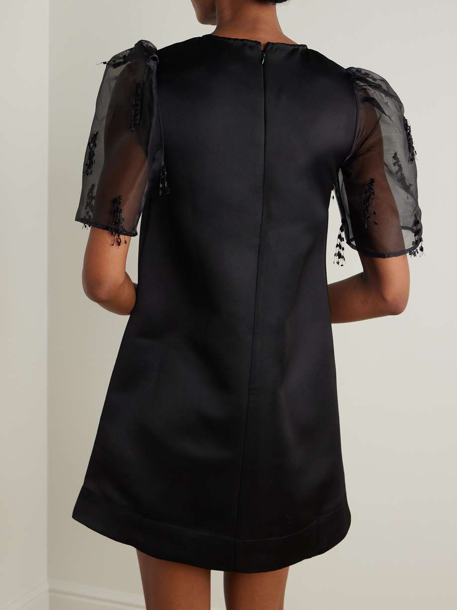 embroidered organza-trimmed recycled-crepe mini dress