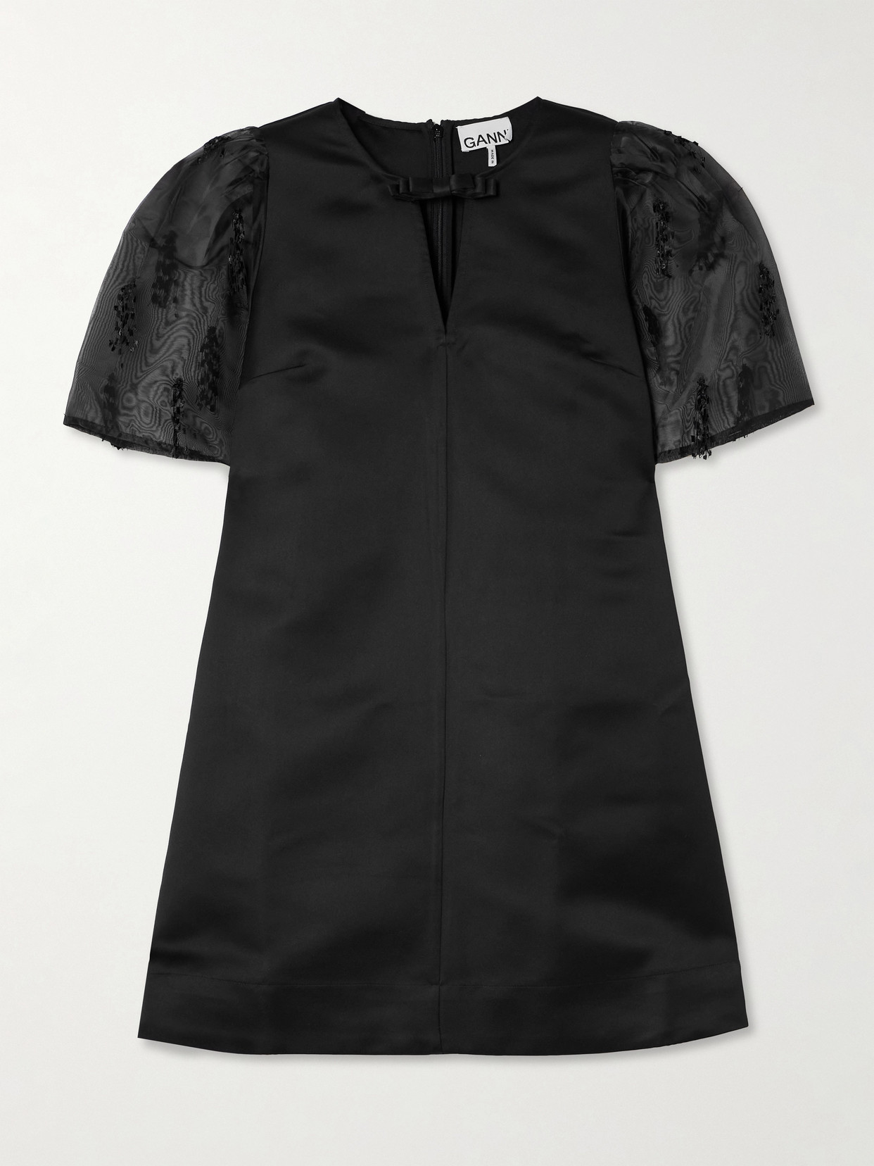 Ganni Woman Mini Dress Black Size 4 Recycled Polyester In Black