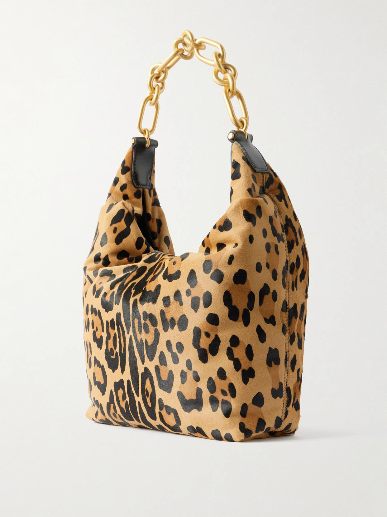 Balmain Sync Leather-trimmed Leopard-print Calf Hair Shoulder Bag In Animal Print