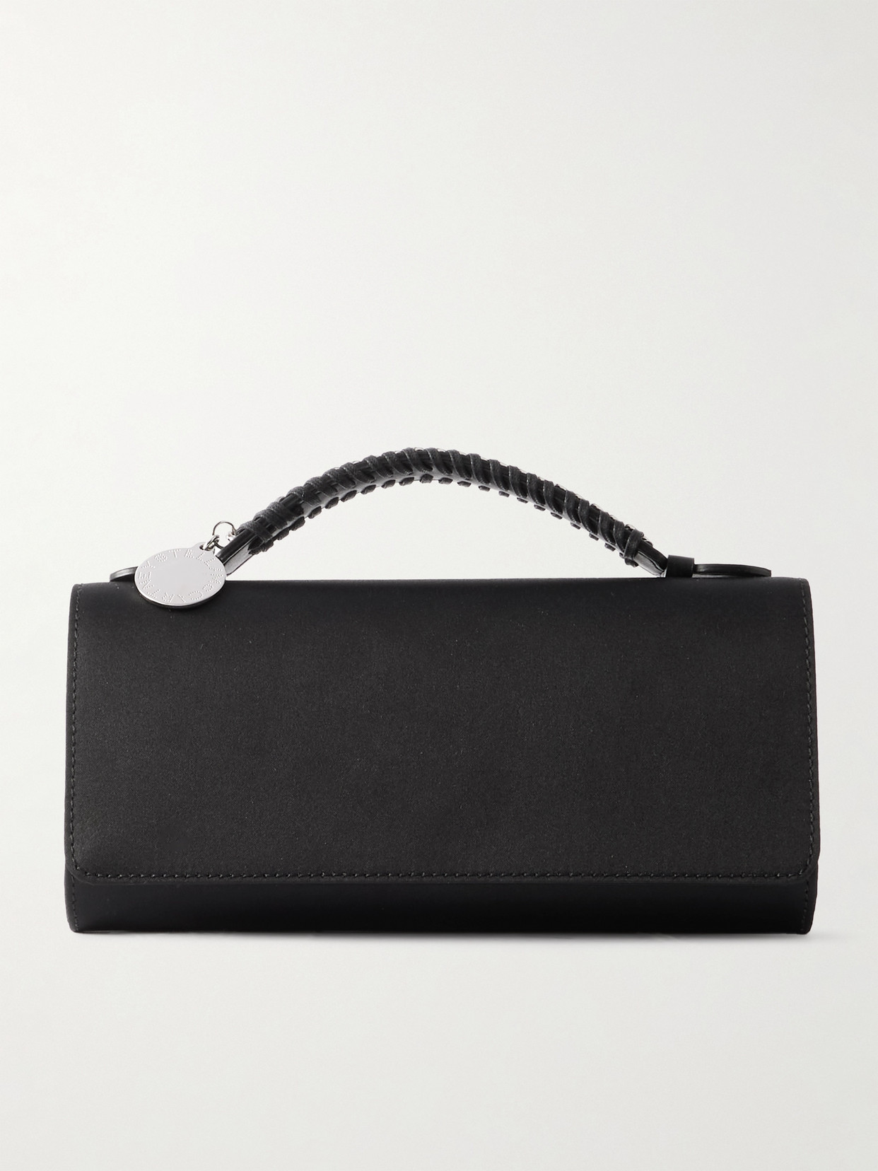 Stella Mccartney Falabella Embellished Satin Clutch In Black