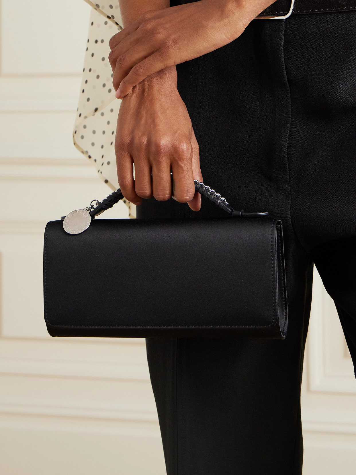 Stella Mccartney Falabella Embellished Satin Clutch