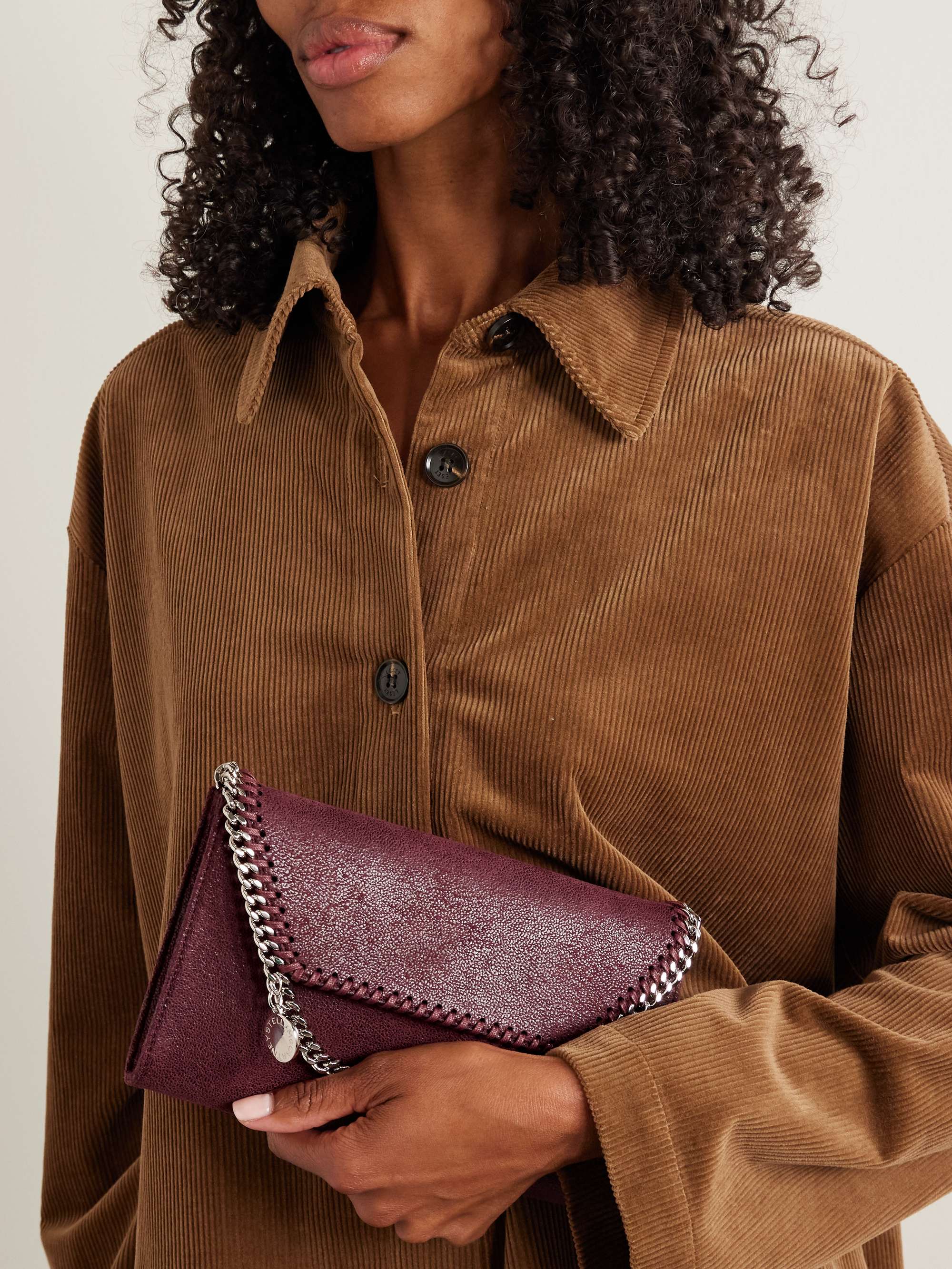 STELLA MCCARTNEY Borsa a spalla mini in materiale vegan spazzolato Falabella