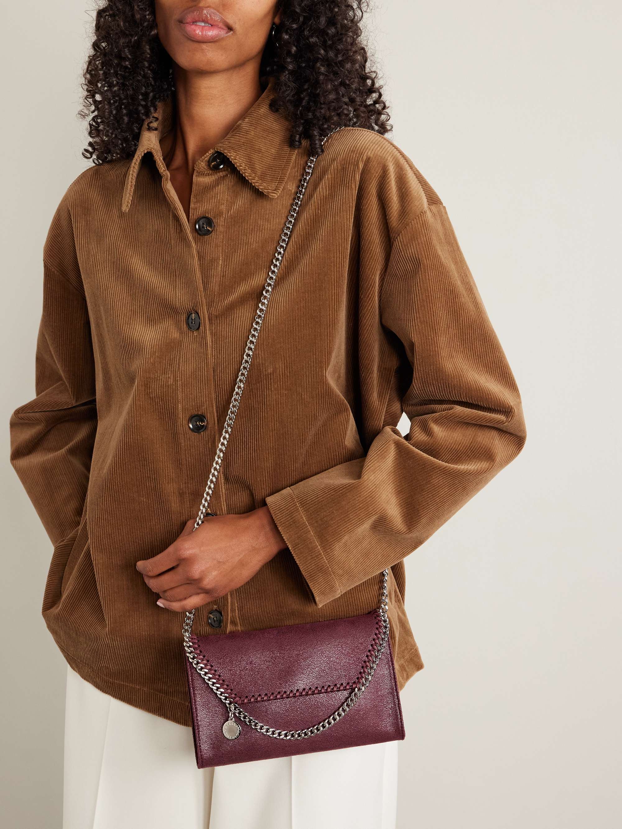 STELLA MCCARTNEY Borsa a spalla mini in materiale vegan spazzolato Falabella