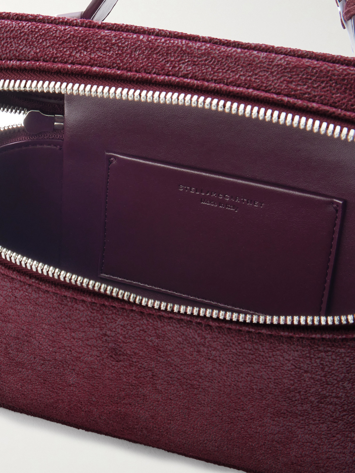 Stella Mccartney Falabella Chain-embellished Brushed Shoulder Bag In Burgundy