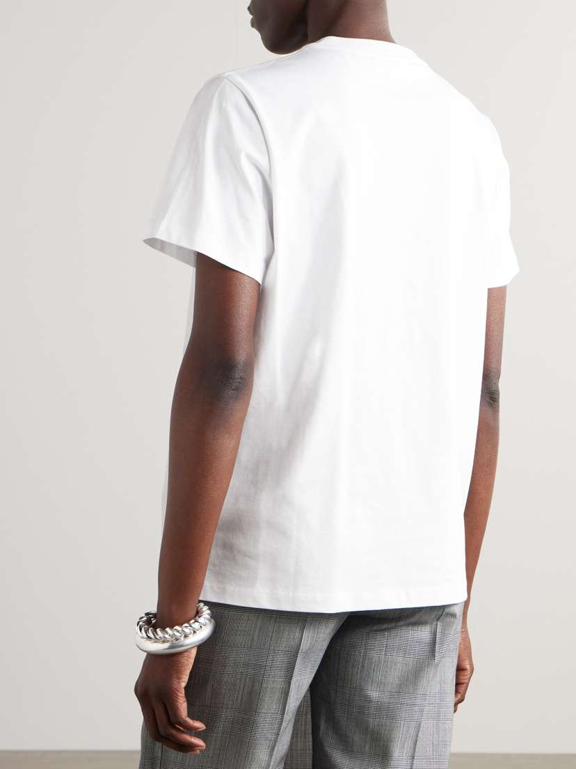 Ganni Printed Organic Cotton-jersey T-shirt - side view in White