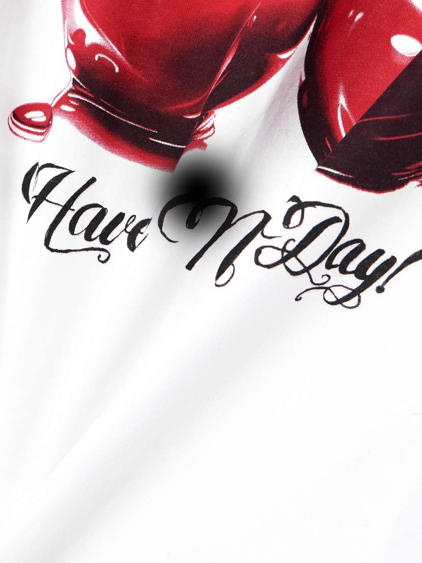 Ganni Printed Organic Cotton-jersey T-shirt - detail view in White