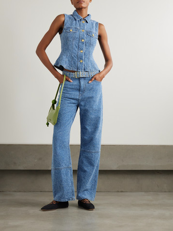 GANNI Organic bouclé-denim vest