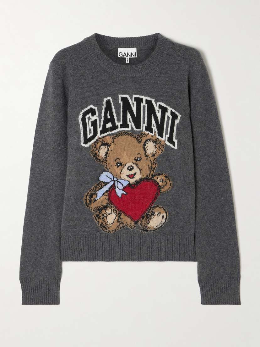 Ganni Intarsia Wool-blend Sweater