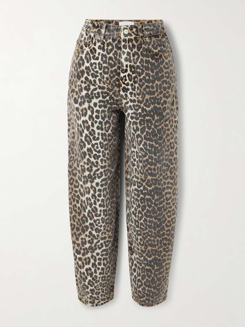 Ganni Leopard-print High-rise Tapered Jeans