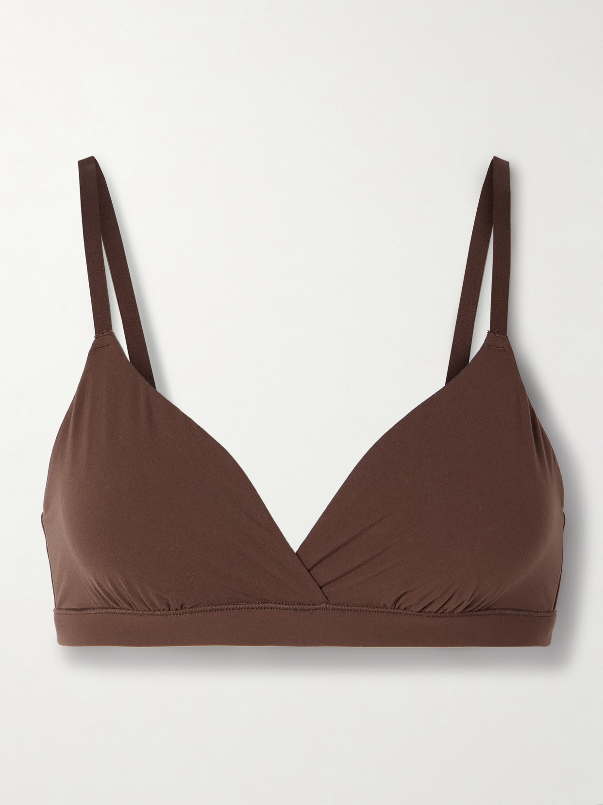 Skims Fits Everybody Triangle Stretch-woven Bra In Brown