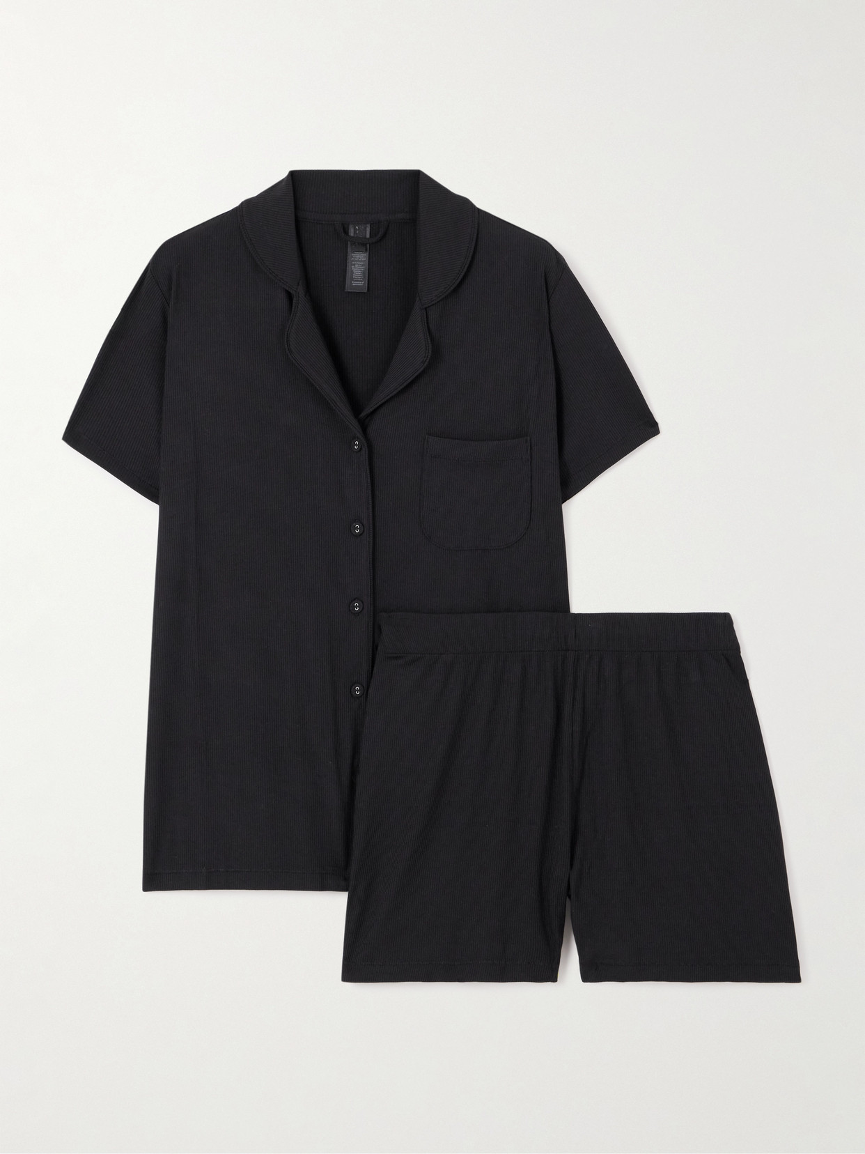 Skims Soft Lounge Short Rib Sleep Set In Black