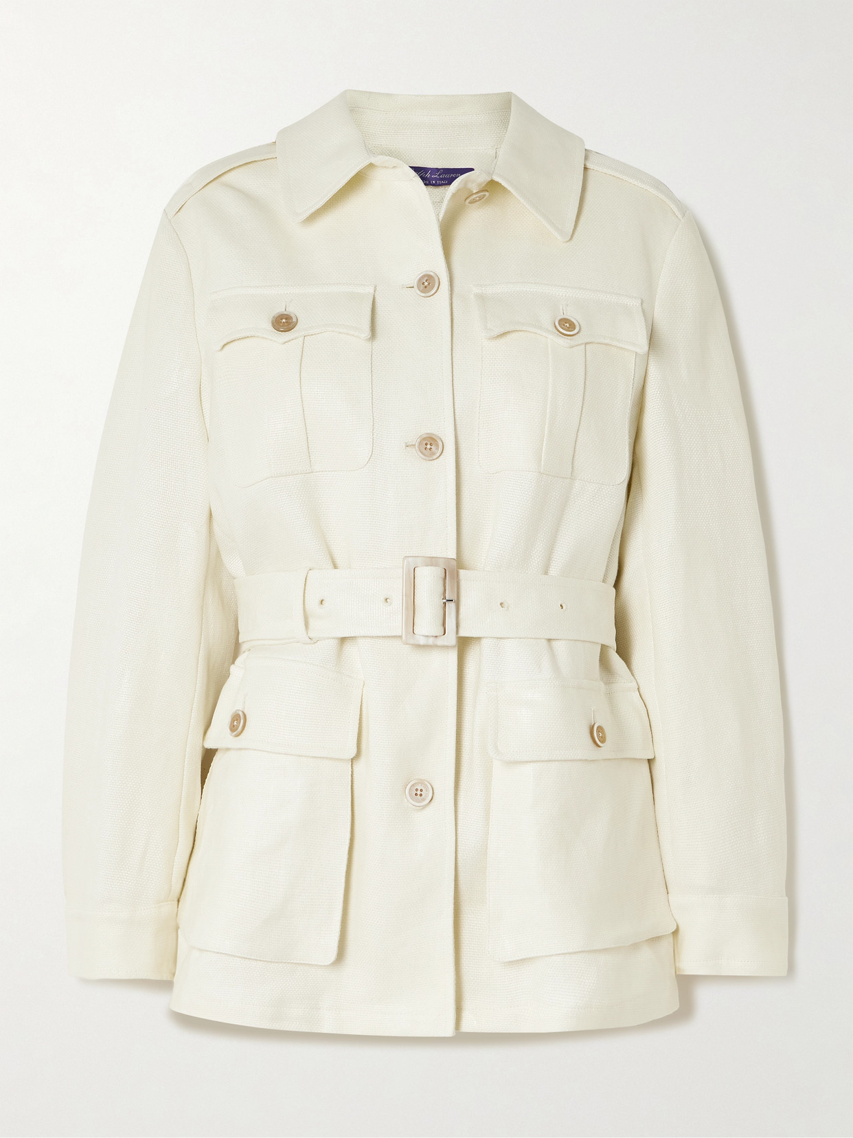 Ralph Lauren Sydney Belted Linen-canvas Jacket In Neutral