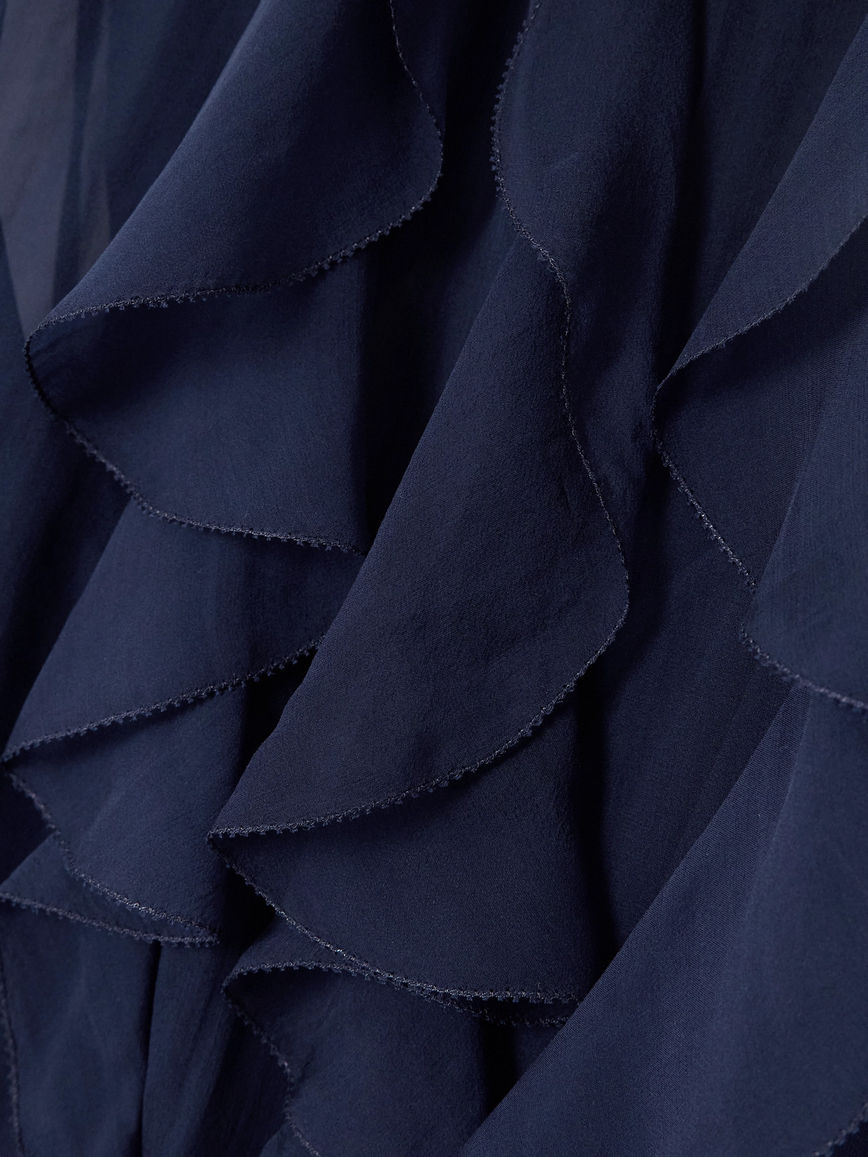Ralph Lauren Etta Pussy-bow Ruffled Silk-chiffon Blouse In Blue