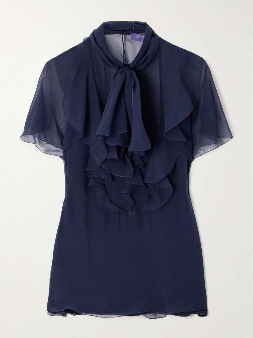 Ralph Lauren Collection Etta Pussy-bow Ruffled Silk-chiffon Blouse