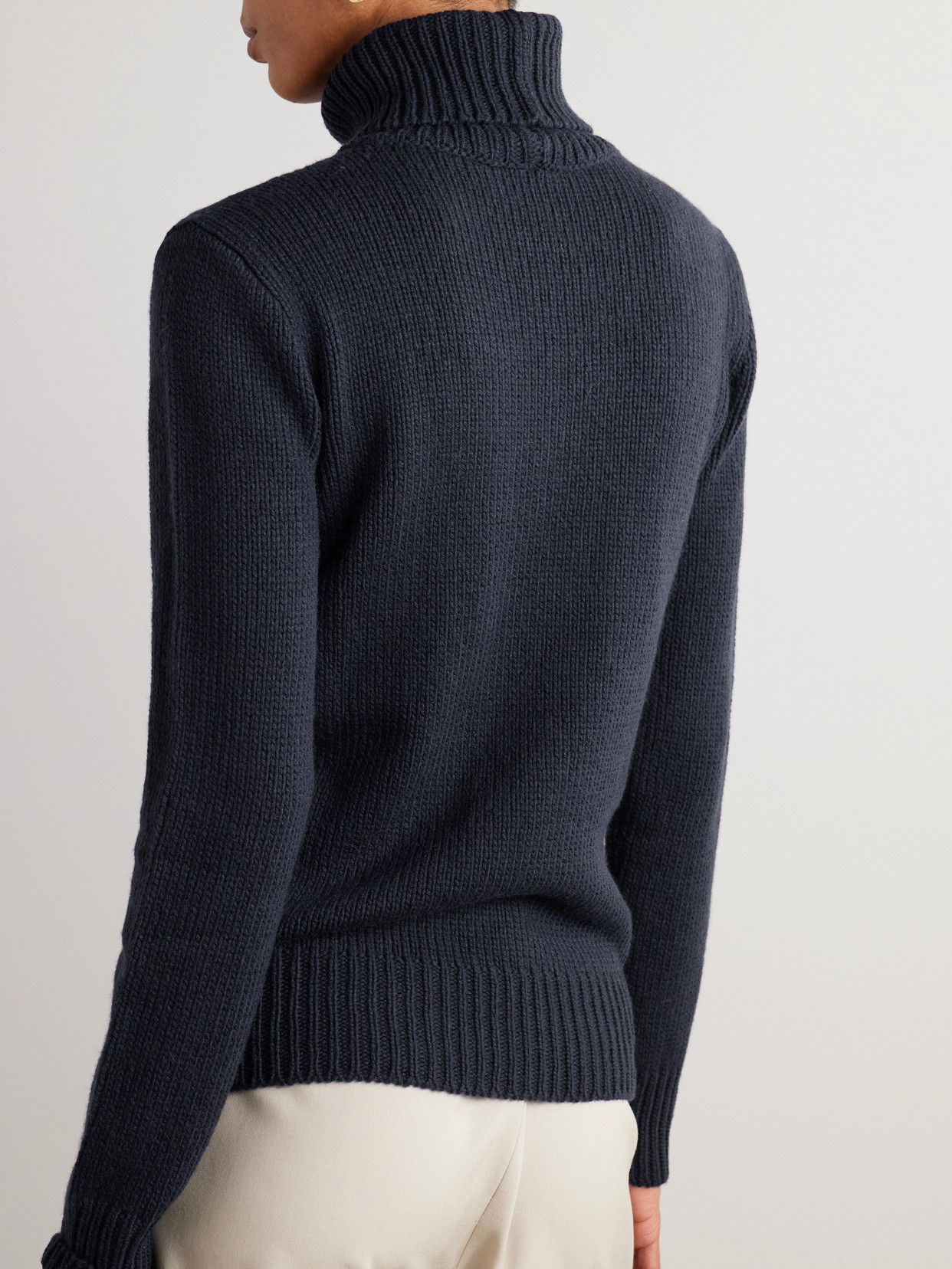 Ralph Lauren Embroidered Intarsia Cashmere Turtleneck Sweater In Blue