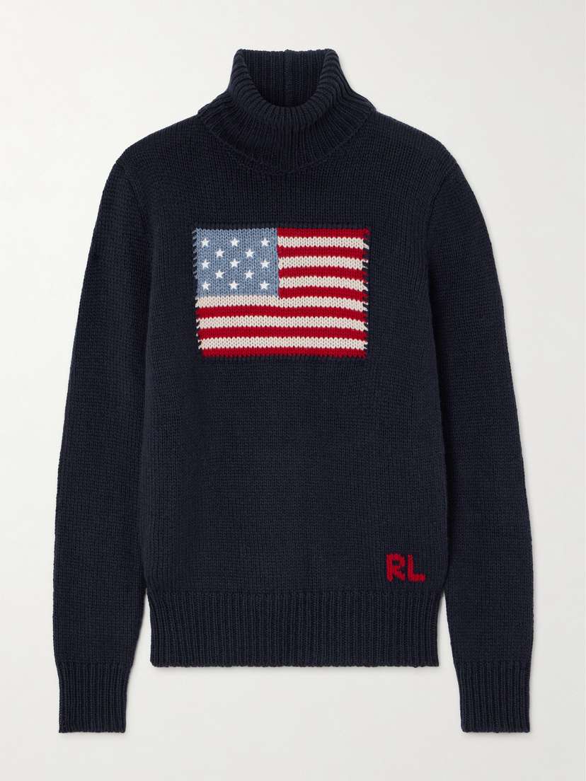 Ralph Lauren Collection Embroidered Intarsia Cashmere Turtleneck Sweater