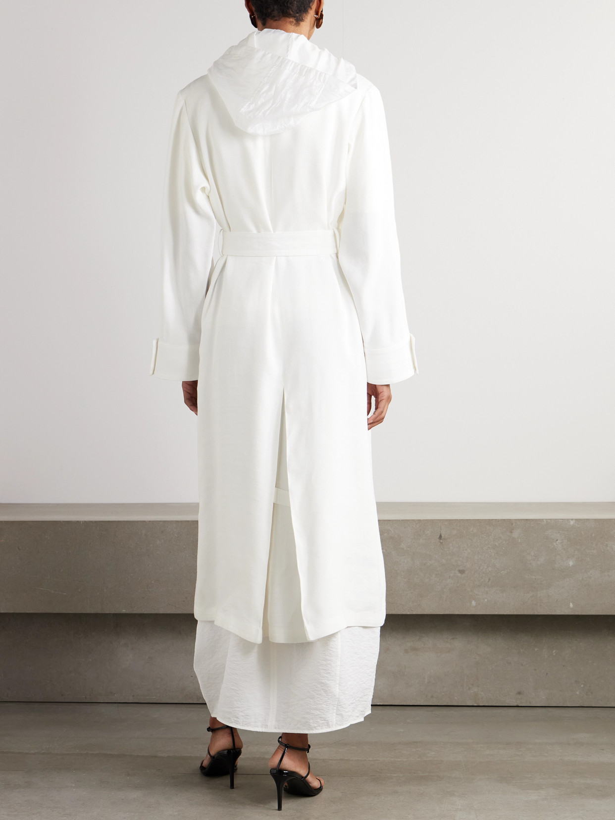 Ralph Lauren Maiden Hooded Linen-blend Canvas And Voile Trench Coat In Cream