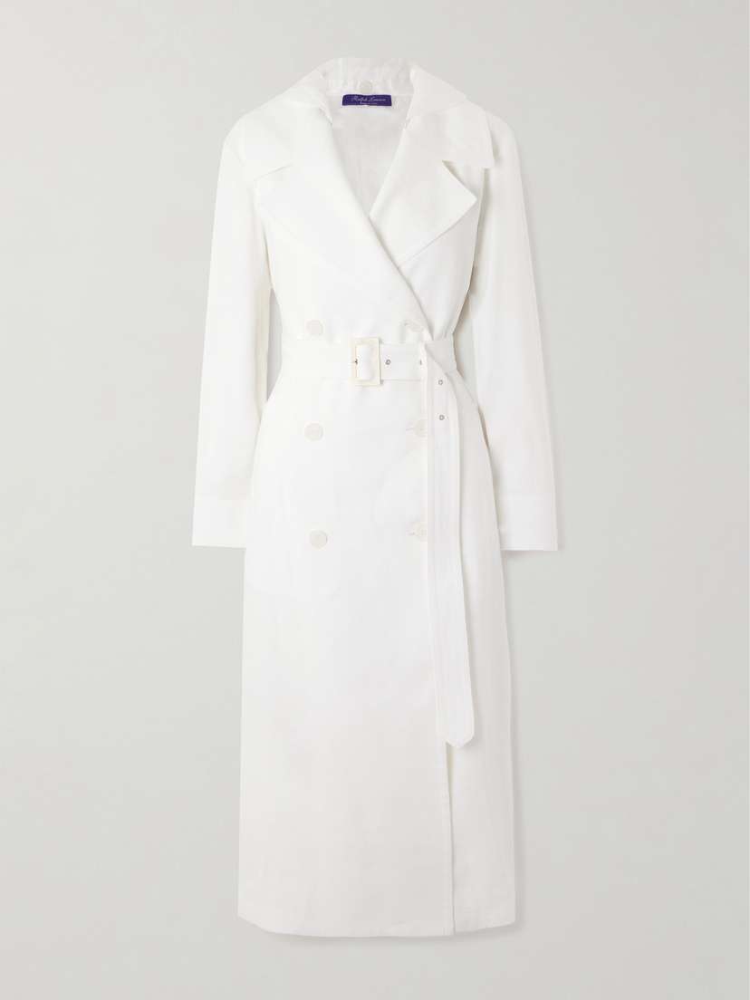 Ralph Lauren Collection Maiden Hooded Linen-blend Canvas And Voile Trench Coat