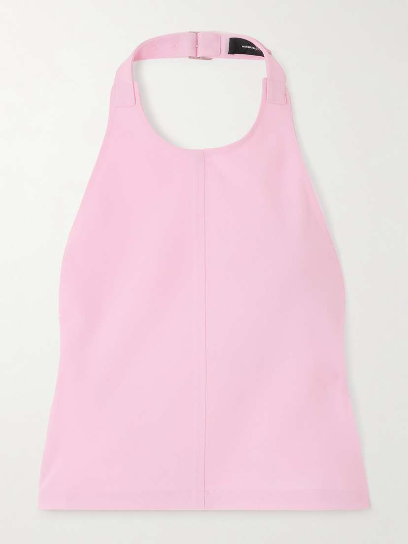 Wardrobe.NYC Open-back Grain De Poudre Wool Halterneck Top