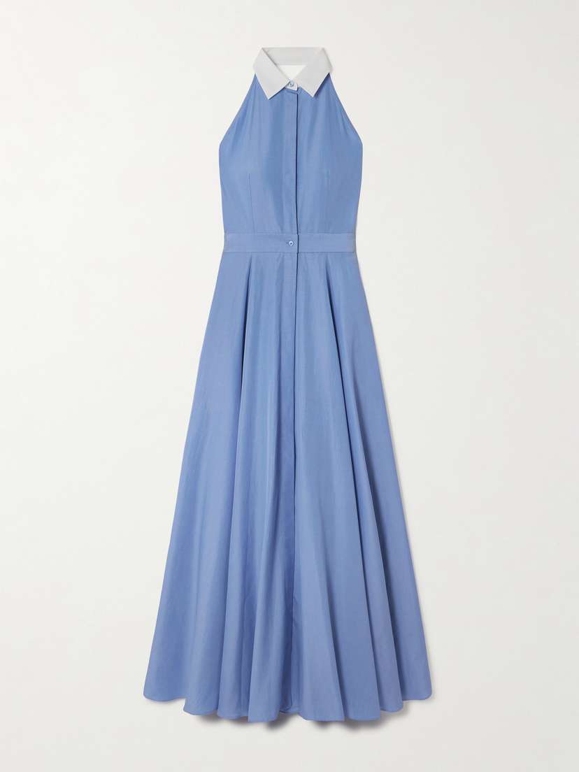 Ralph Lauren Collection Eldred Open-back Pleated Cotton Maxi Dress