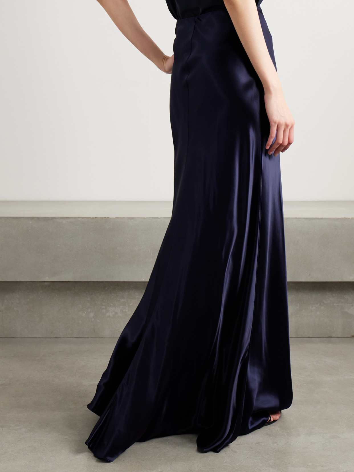 Polo Ralph Lauren Masina Long Charmeuse Skirt In Blue