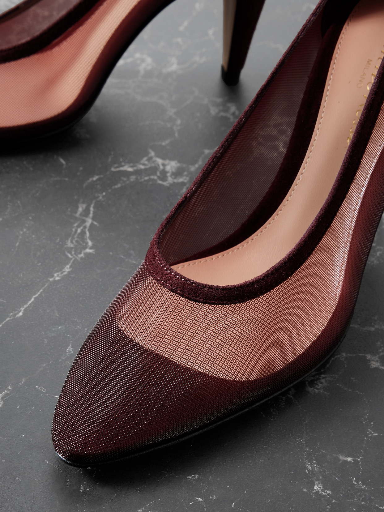 Gianvito Rossi Rete 85 Suede-trimmed Mesh Pumps
