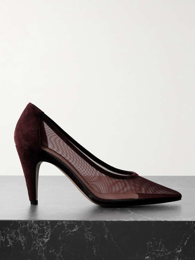 Gianvito Rossi Rete 85 Suede-trimmed Mesh Pumps