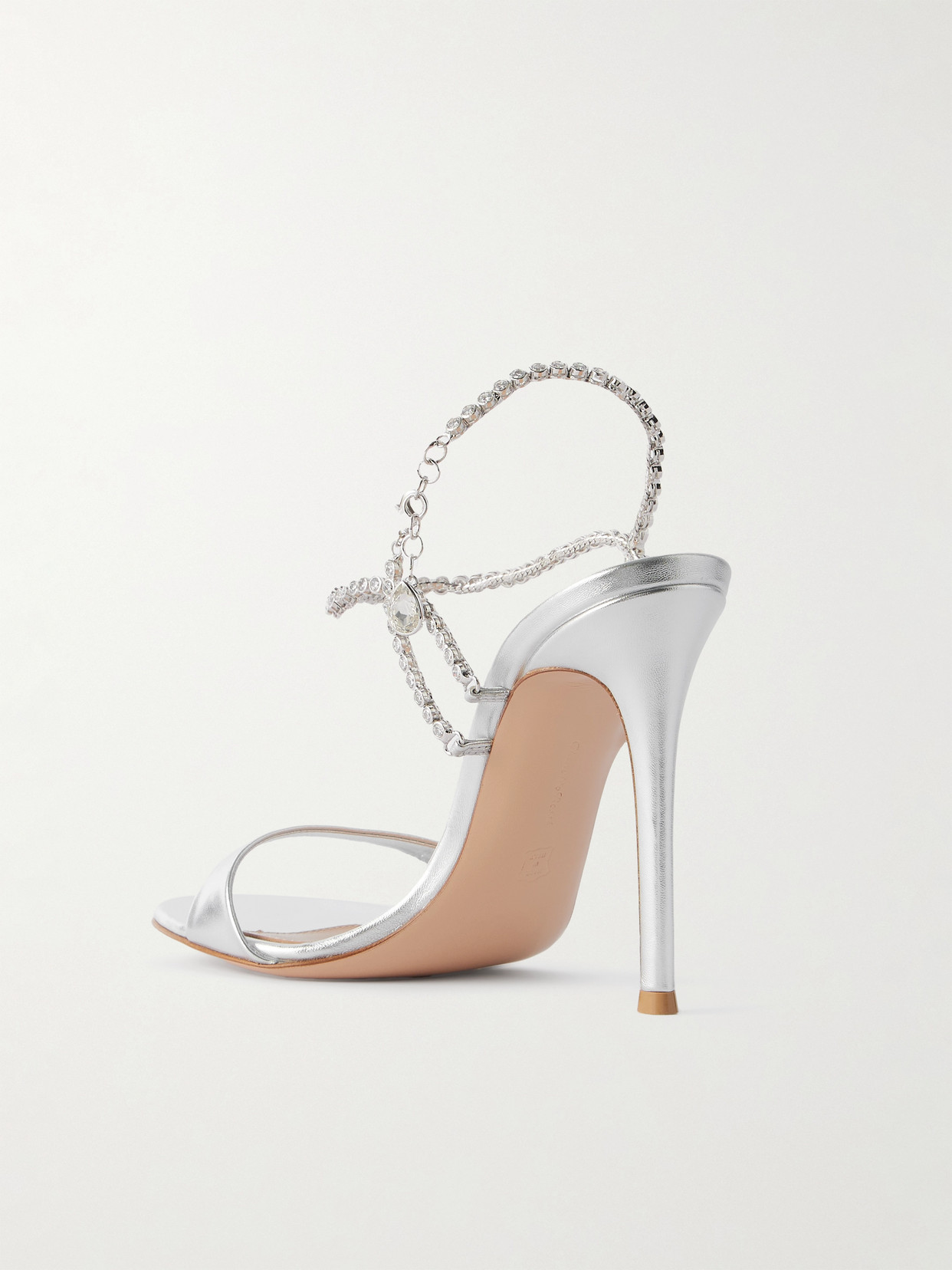Gianvito Rossi 90 Crystal-embellished Metallic Leather Sandals