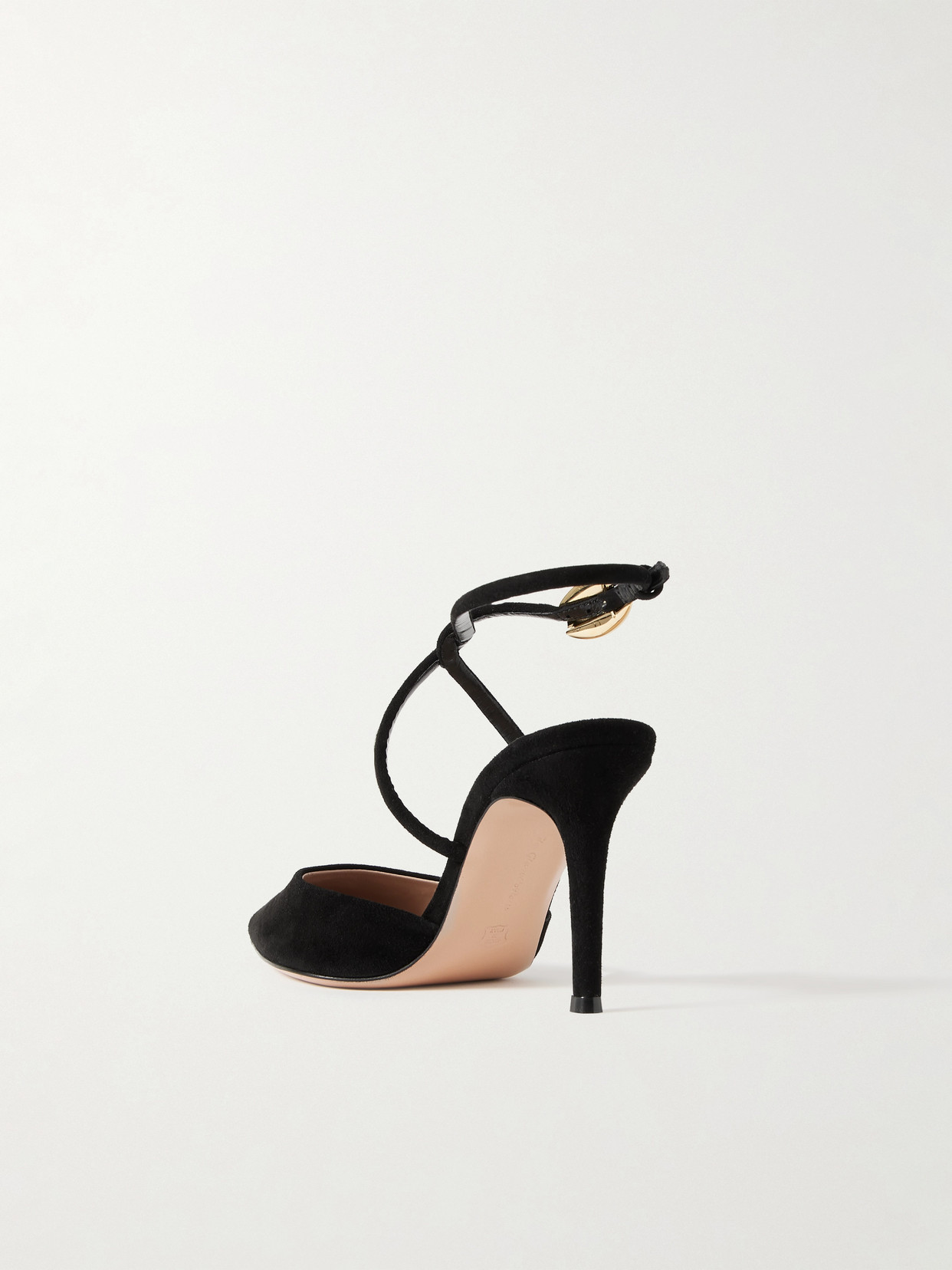 Gianvito Rossi Buckle Detail Strappy Suede Stiletto Pumps In Black