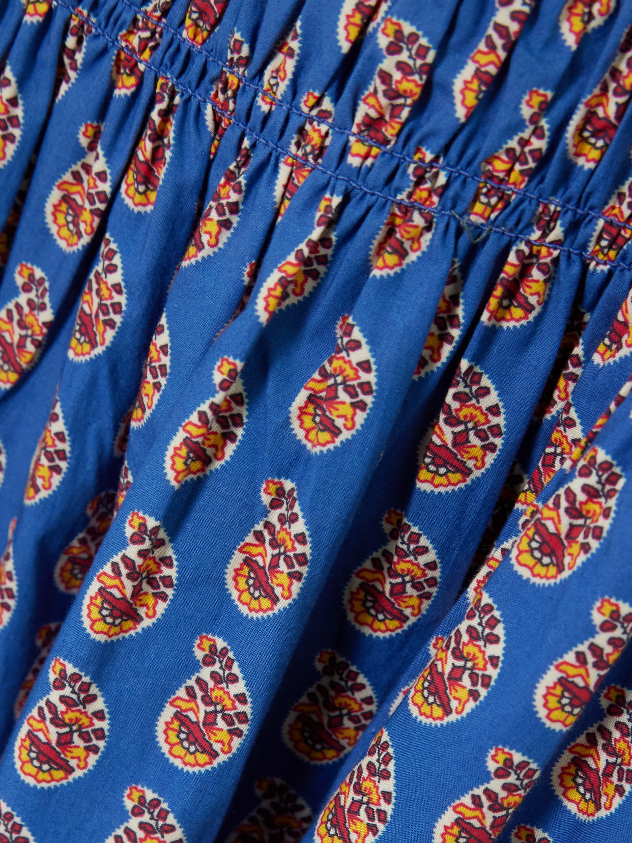 Doen Rhoda Shirred Paisley-print Organic Cotton-poplin Midi Dress
