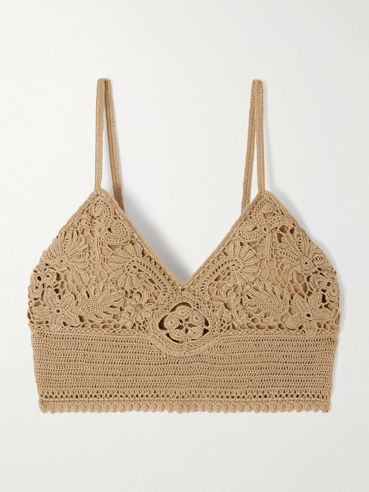 Ralph Lauren Cropped Crocheted Cotton Top
