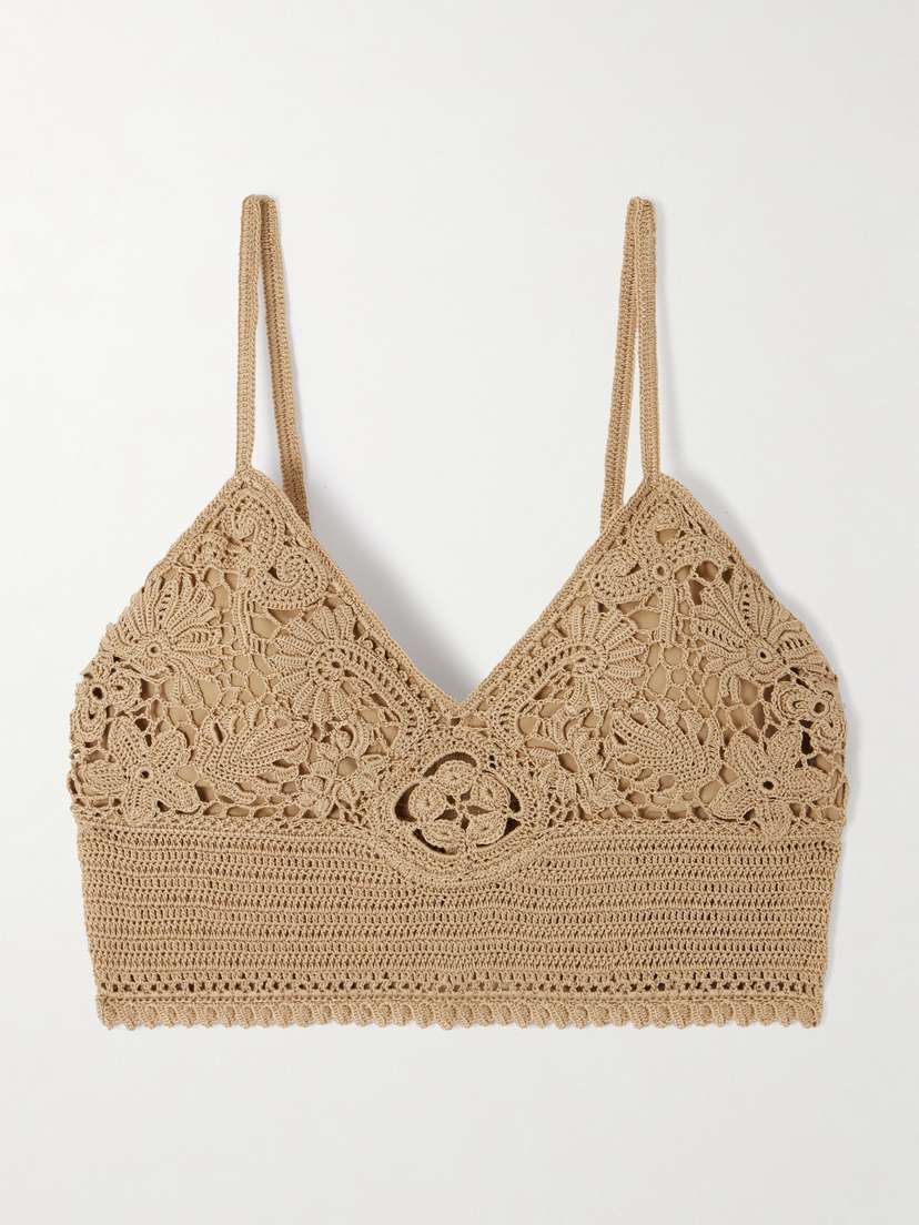 Ralph Lauren Collection Cropped Crocheted Cotton Top