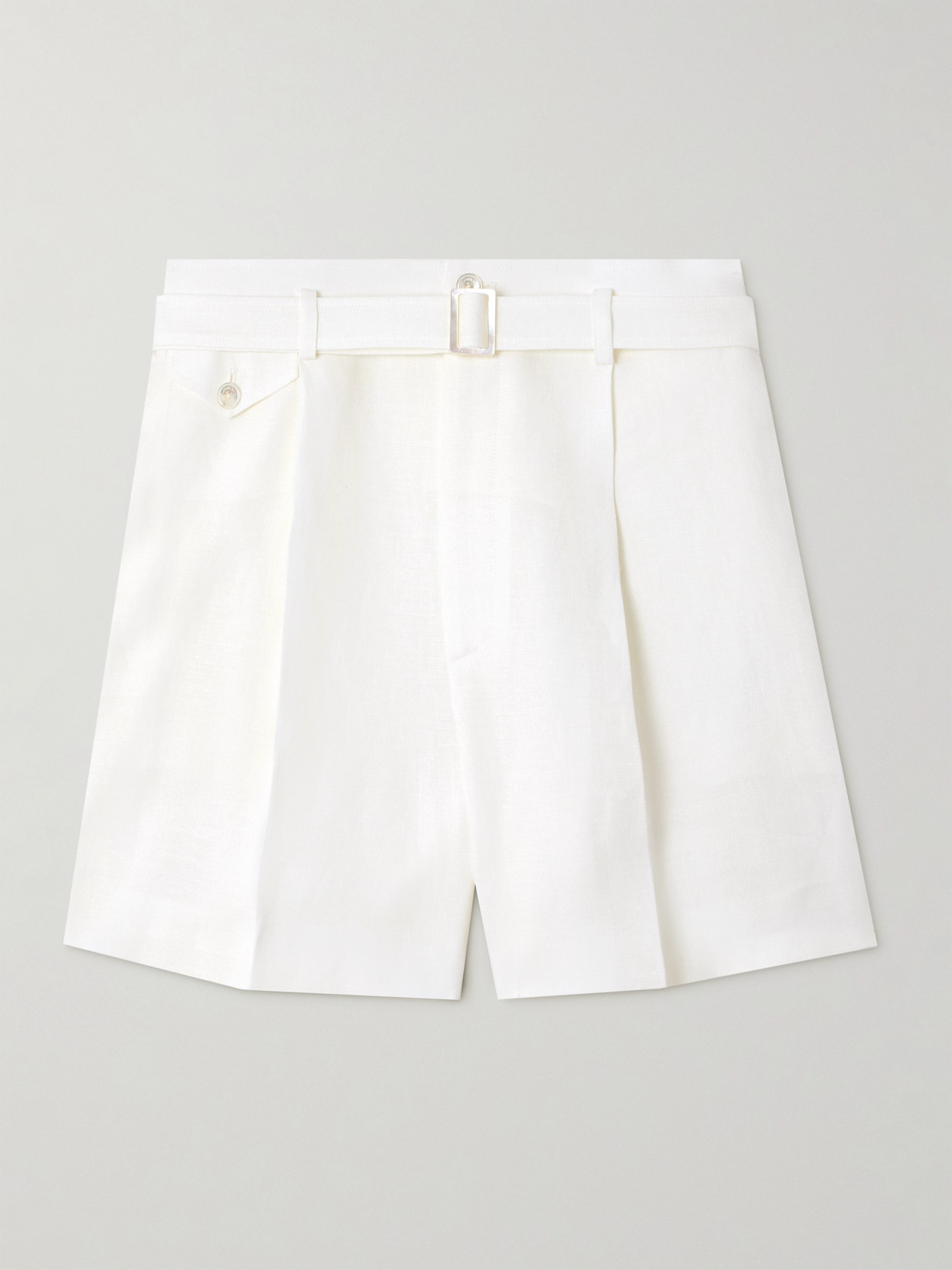 Polo Ralph Lauren Denise Belted Pleated Linen Shorts In White