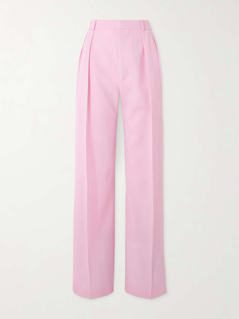 Wardrobe.NYC Pleated Grain De Poudre Wool Wide-leg Pants
