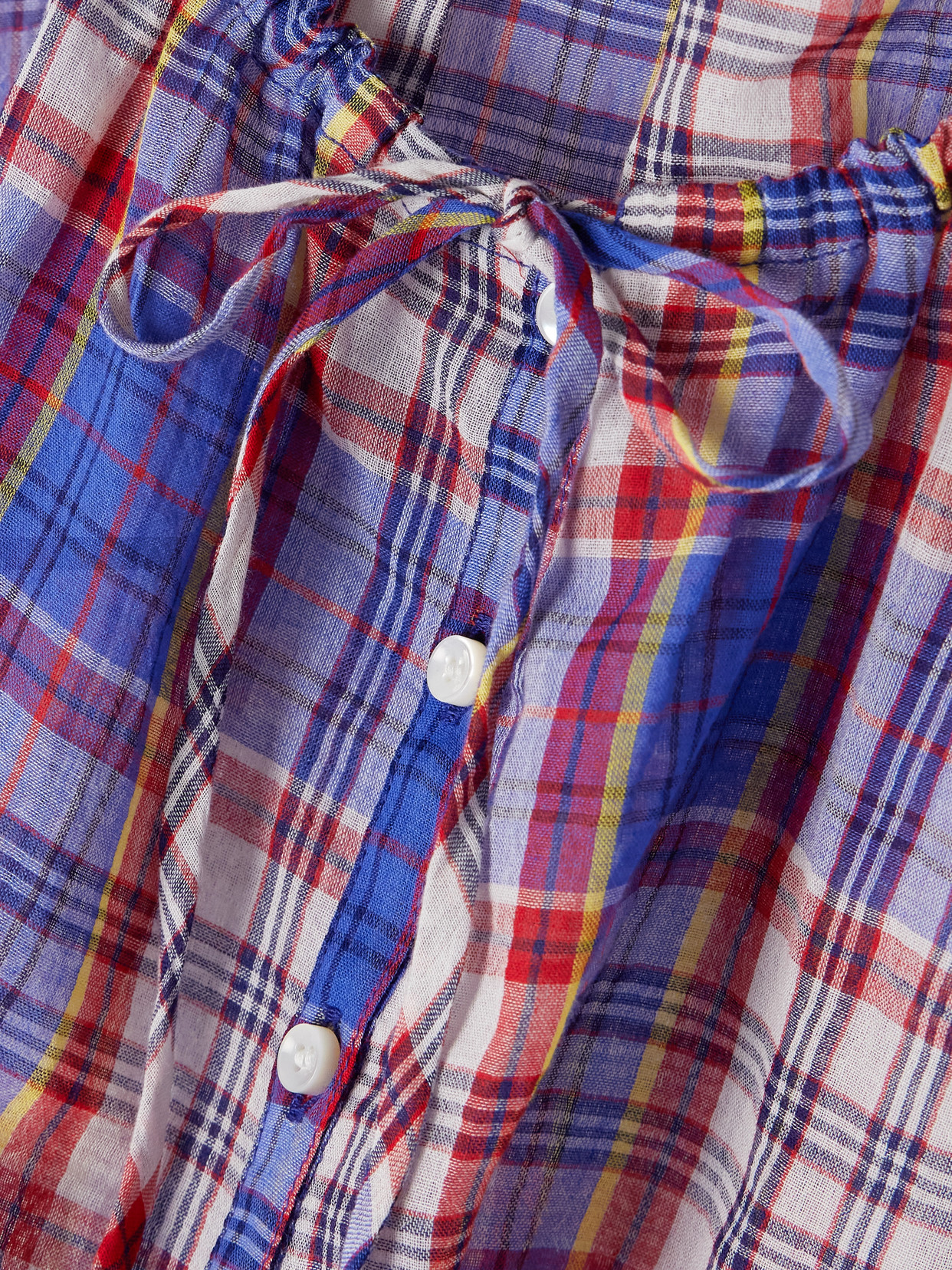 Doen Theo Tie-neck Checked Cotton-voile Top
