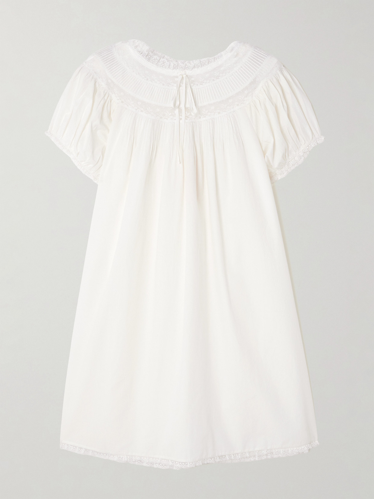 Doen Daphne Lace-trimmed Pintucked Organic Cotton-voile Mini Dress In White