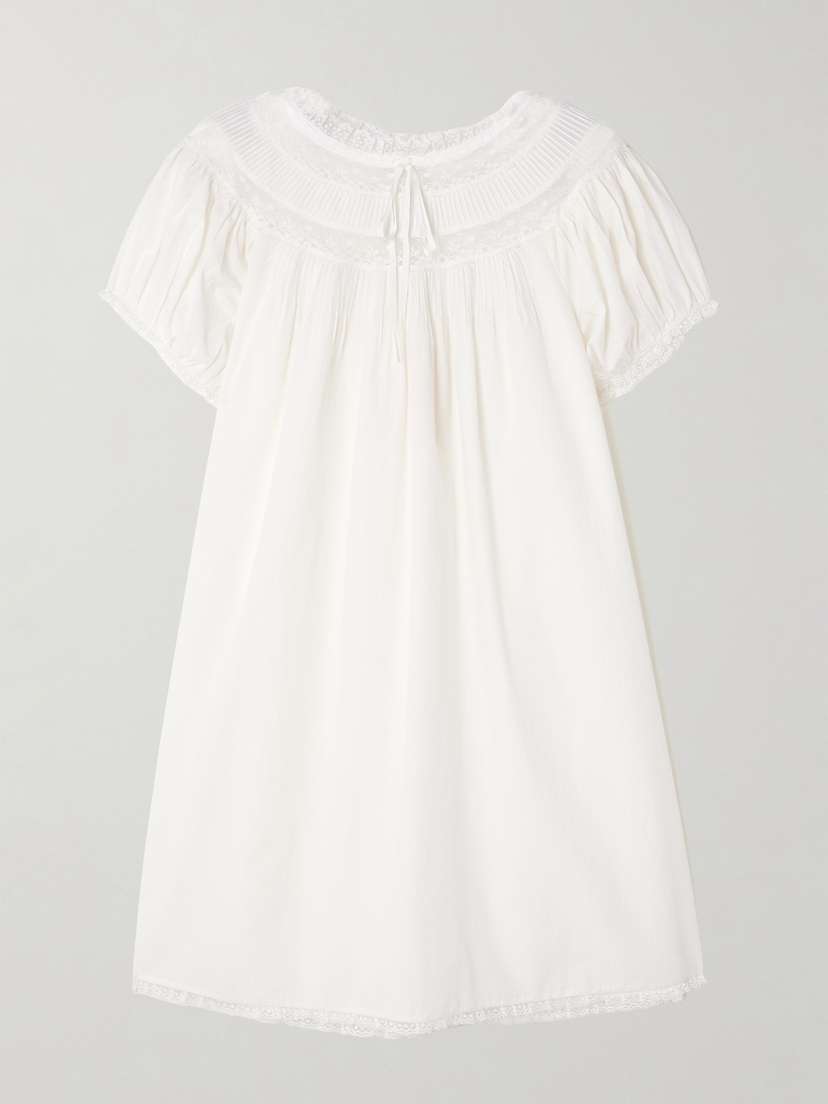 DÔEN Daphne Lace-trimmed Pintucked Organic Cotton-voile Mini Dress