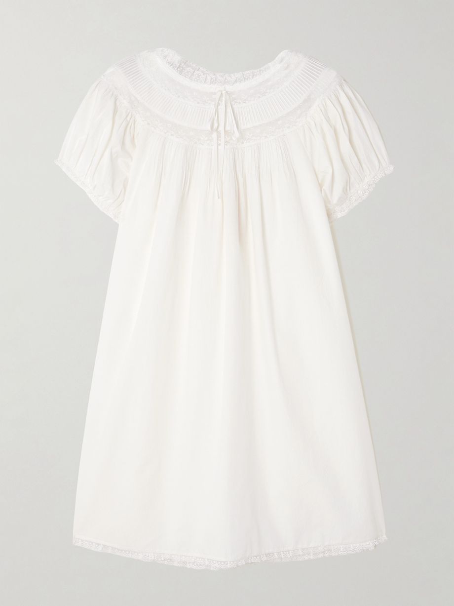 Daphne lace-trimmed pintucked floral-print organic cotton-voile mini dress