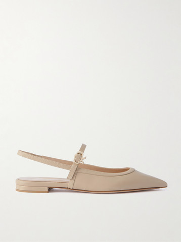GIANVITO ROSSI Leather point-toe Mary Jane slingback flats