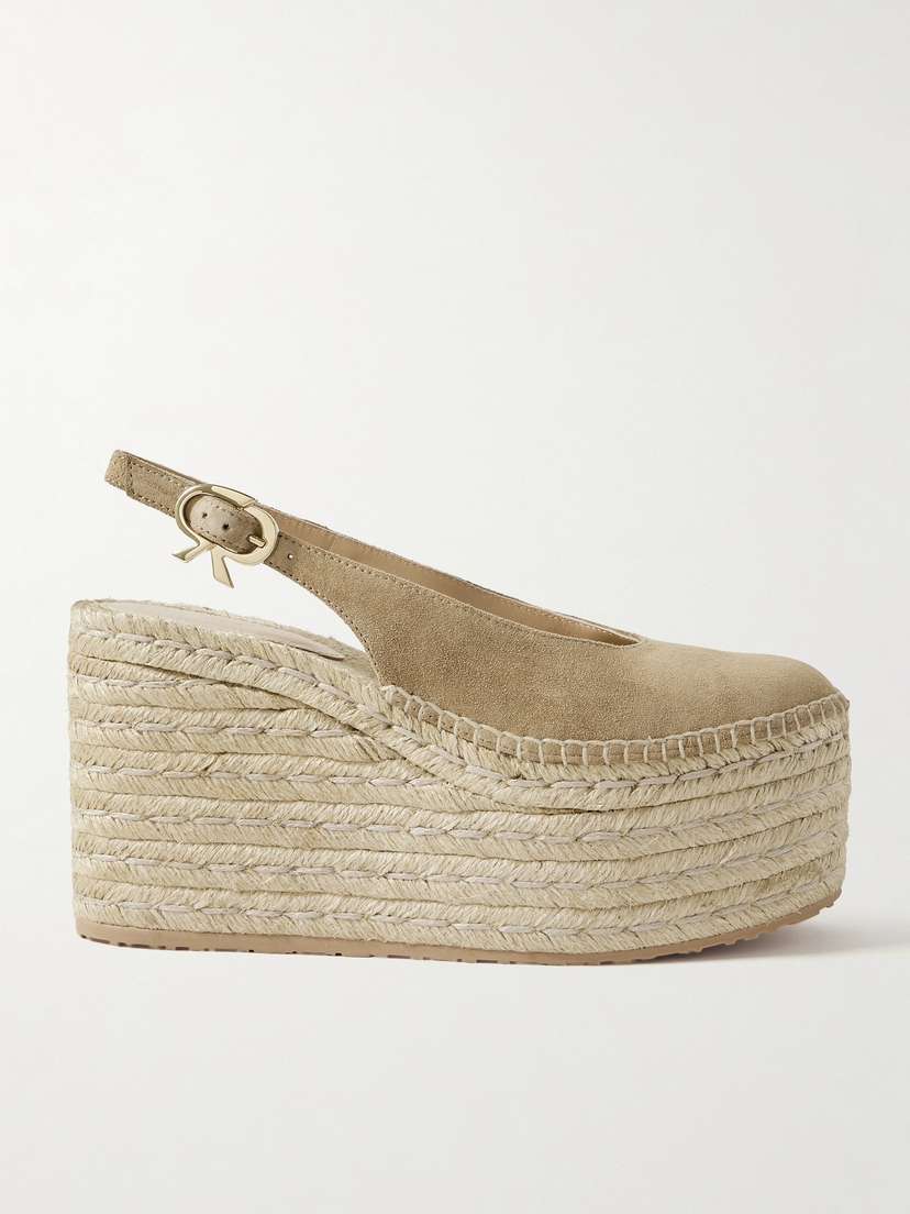 Gianvito Rossi 110 Suede Slingback Platform Espadrilles