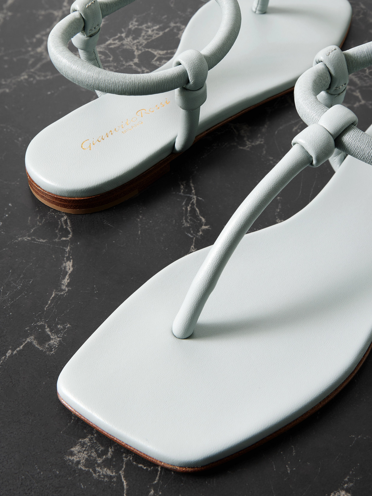 Gianvito Rossi Juno Thong Knotted Leather Sandals