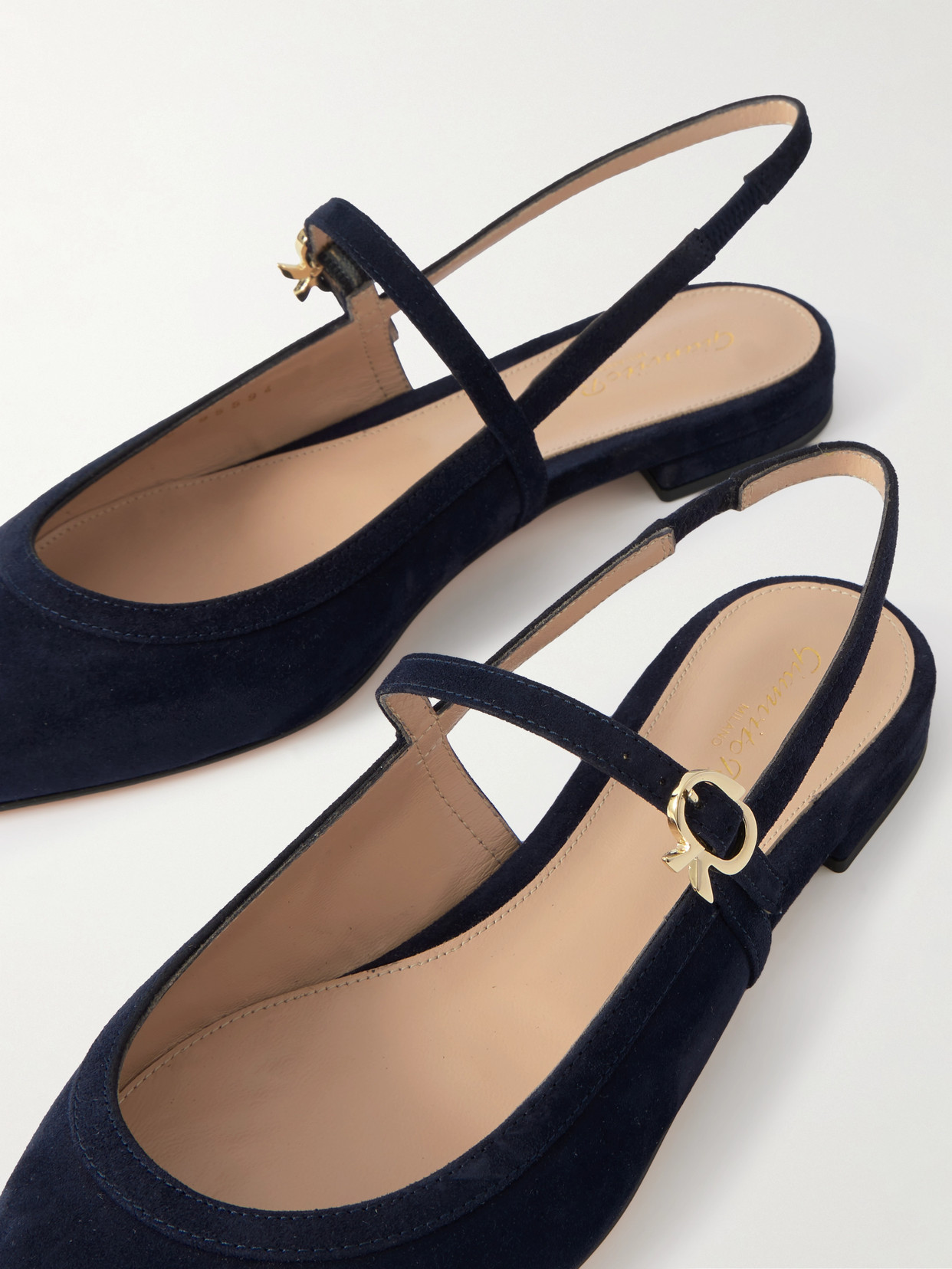 Gianvito Rossi Buckled Suede Slingback Flats